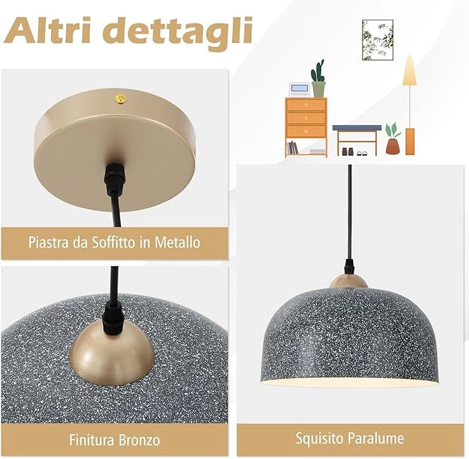 Lampadario a Sospensione, Lampada a Soffitto Appesa con Cavo Regolabile e Attacco E27, Lampadario Moderno per Cucina, Sala da Pranzo, Camera da Letto, Ingresso e Corridoio