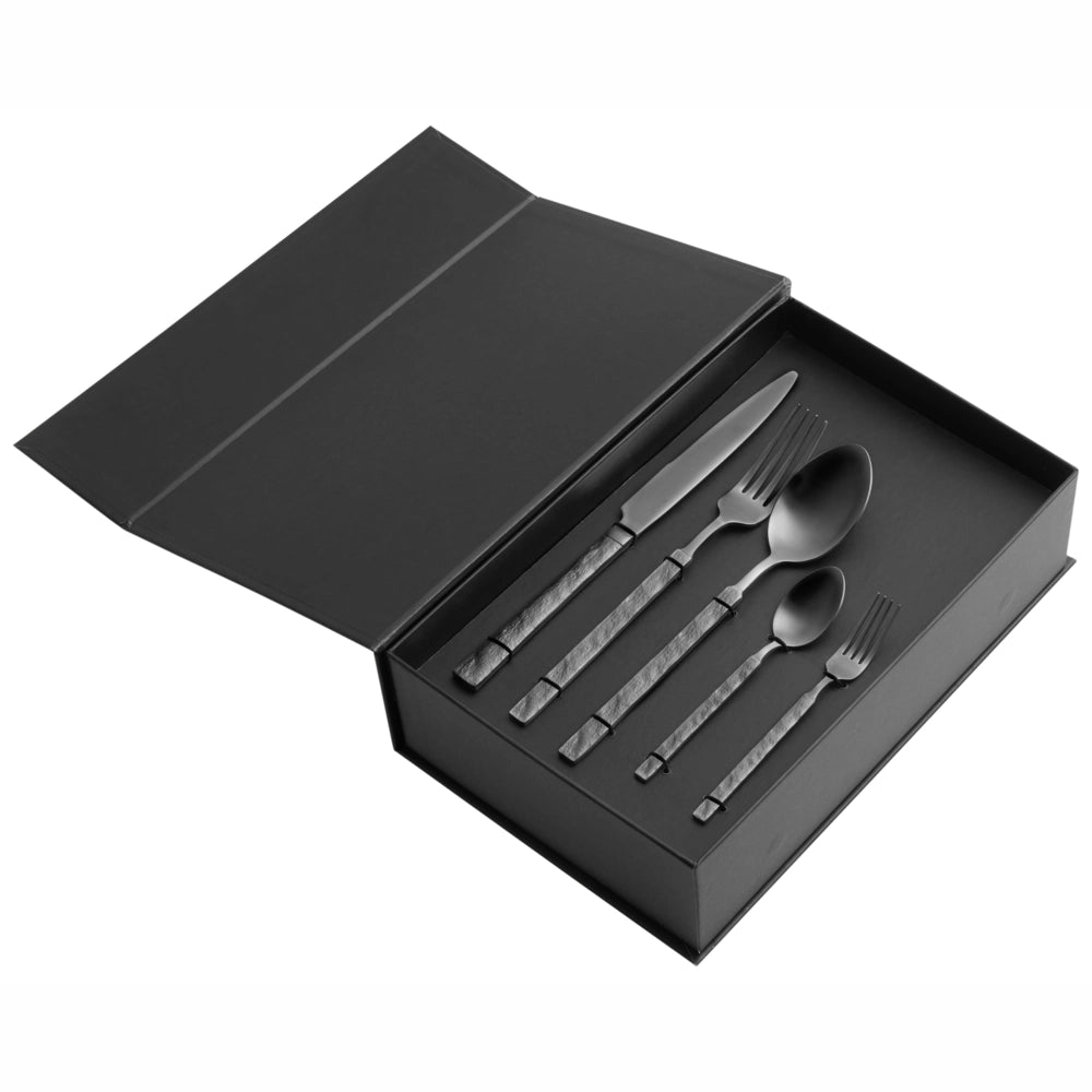 Set di posate in acciaio inossidabile nero 30 pezzi per ogni occasione Coltello Cucchiaio Forchetta Cucchiaino Forchetta da torta Design moderno