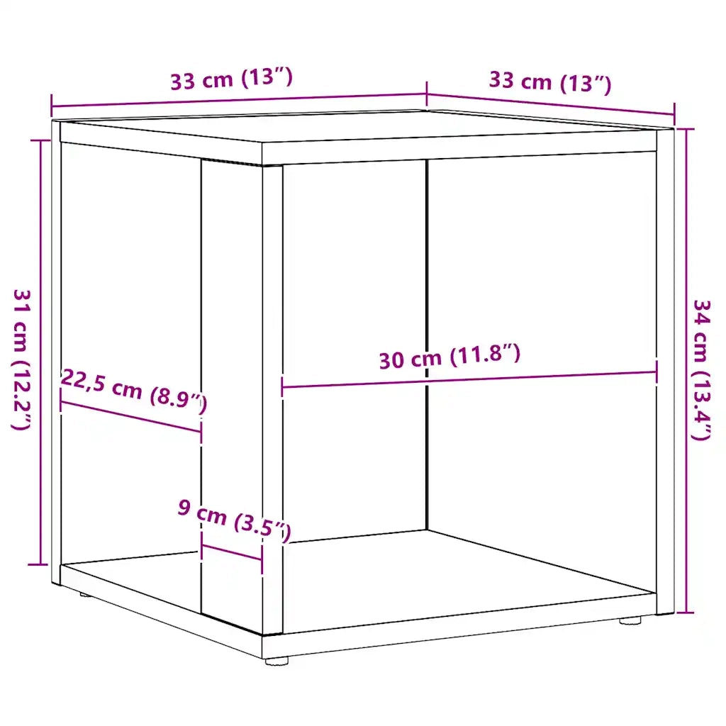 Tavolino da salotto | Tavolino da caff¨¨ | Tavolino da Soggiorno Rovere Artigianale 33x33x34cm in Truciolato