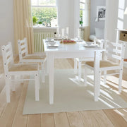 Sedie da Pranzo 4 pz Bianche Legno Massello di Hevea e Velluto 242031