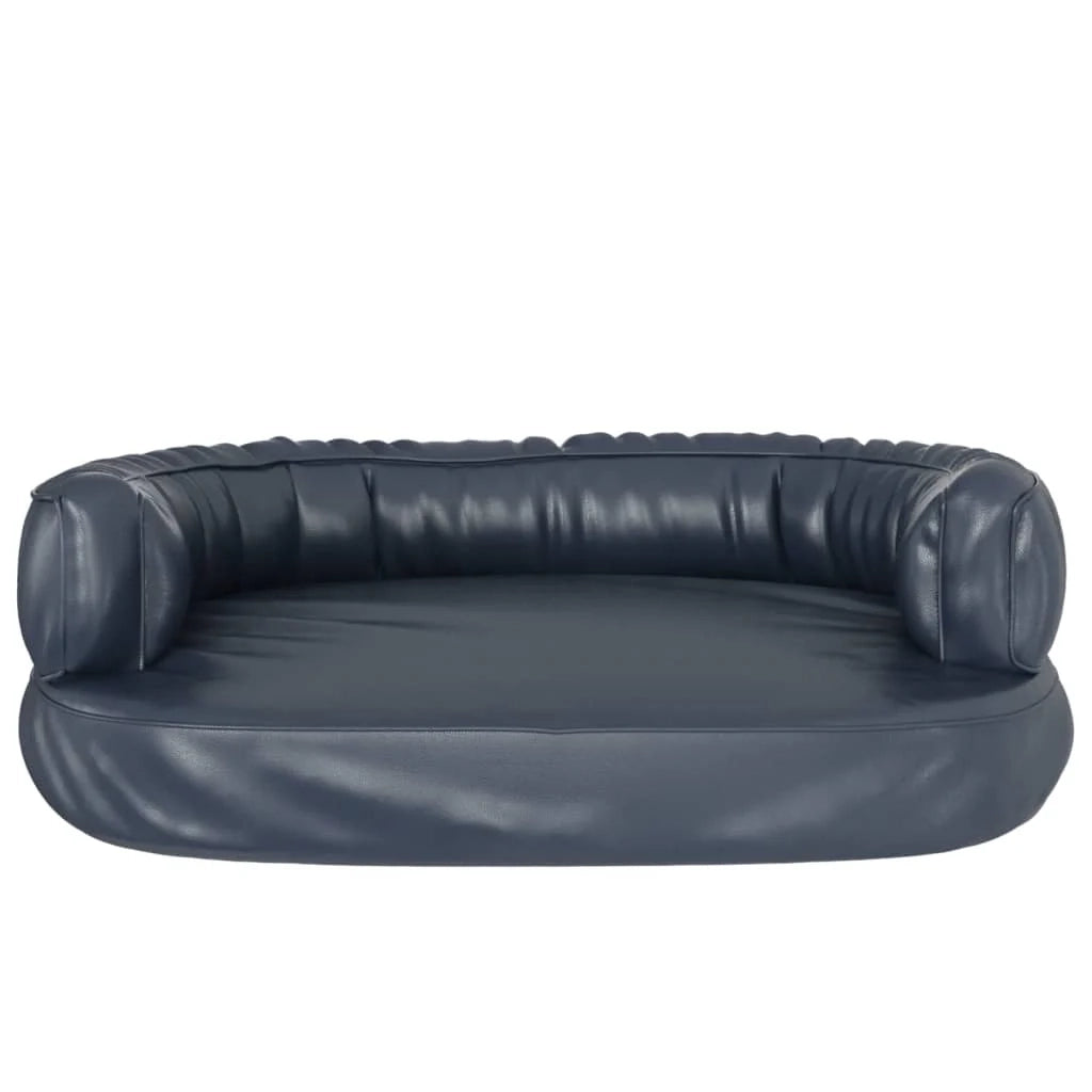 Cesta per cuccia per cani comodo divano ergonomico schiuma scura 75 x 53 cm similpelle blu 02_0043146