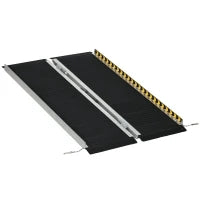Rampa per Sedia a Rotelle Pieghevole in Alluminio con Deflettori e Adesivi, 122x73.6x5.1 cm, Nero