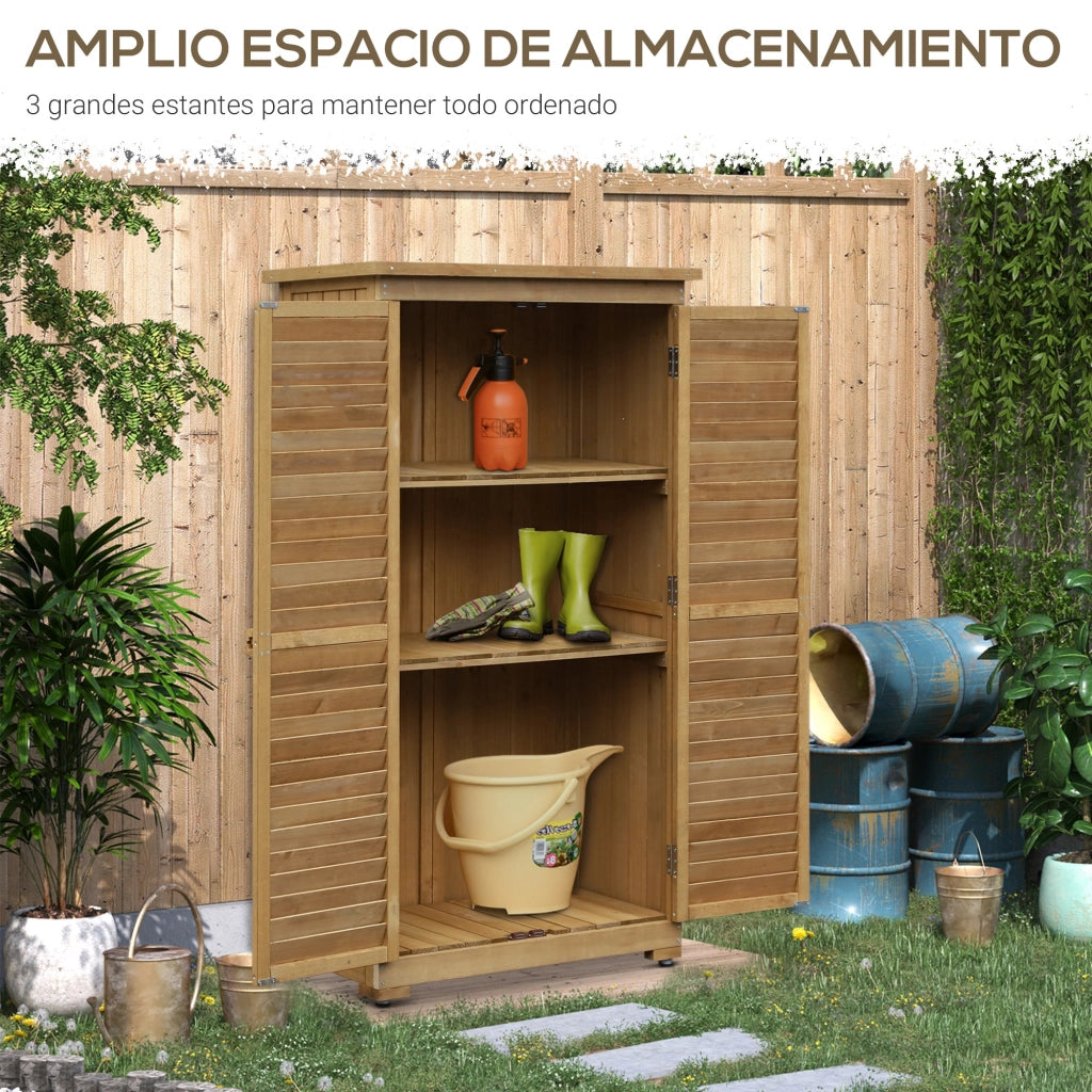 Armadio da Giardino ¨C zephmum ¨C Legno Naturale 87x46.5x160 cm