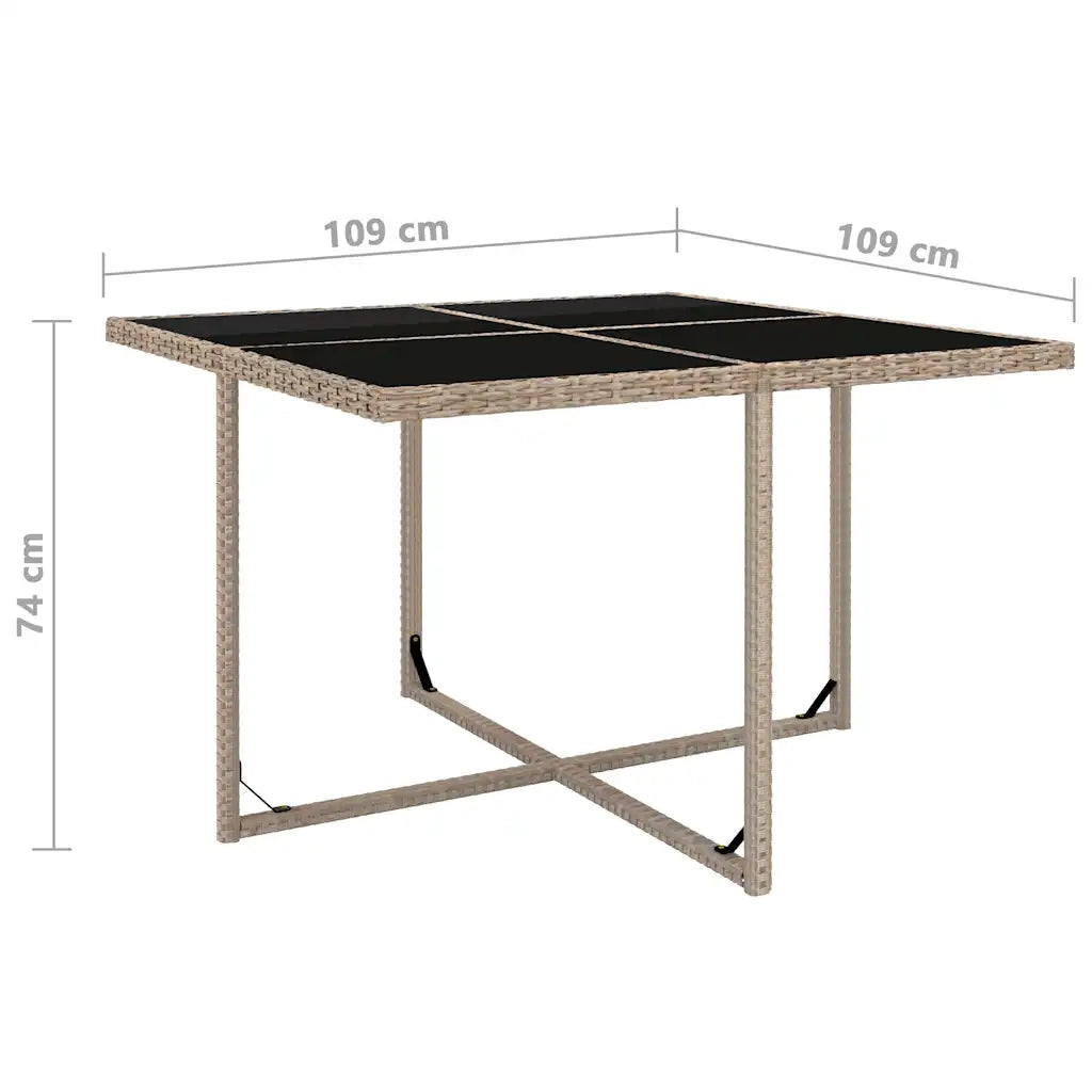 Set da Pranzo da Giardino 9 pz con Cuscini in Polyrattan Beige 42545