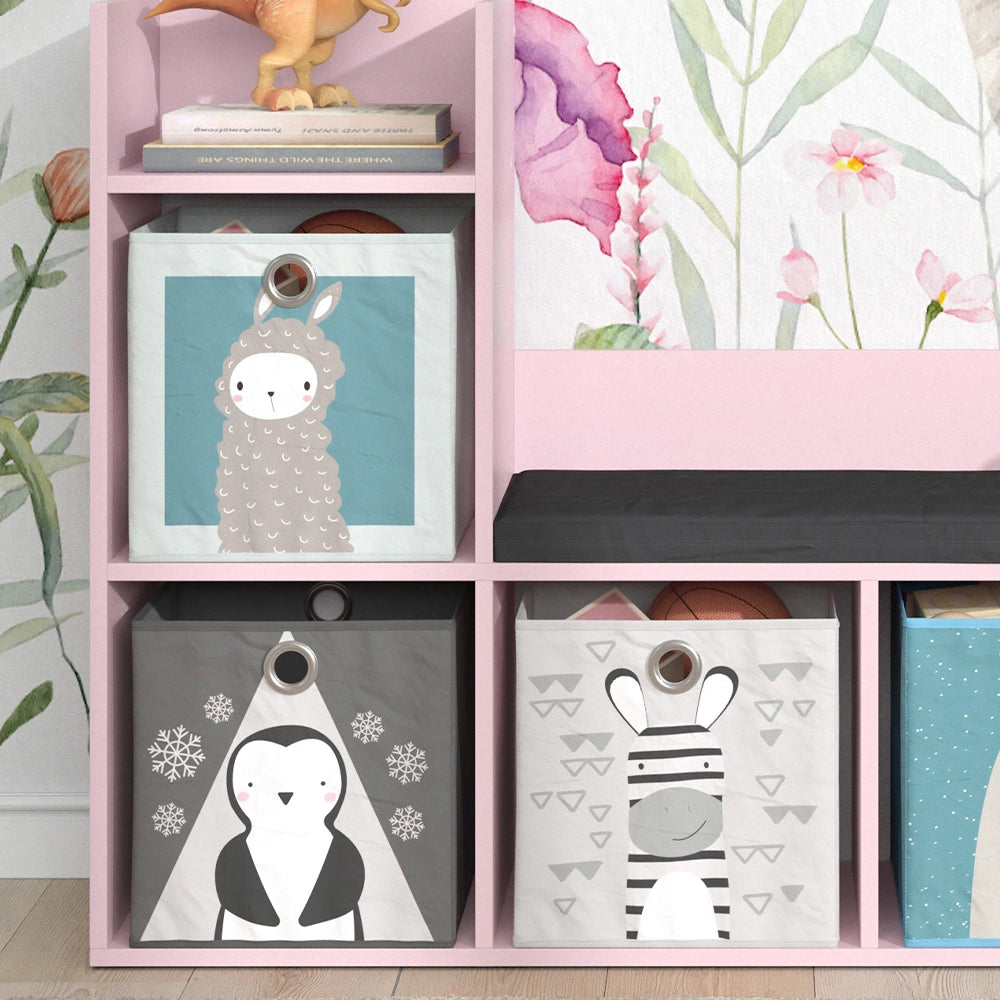 Vicco Libreria bambini rosa 107.2 x 88.6 cm con 2 scatole pieghevoli (grigio)
