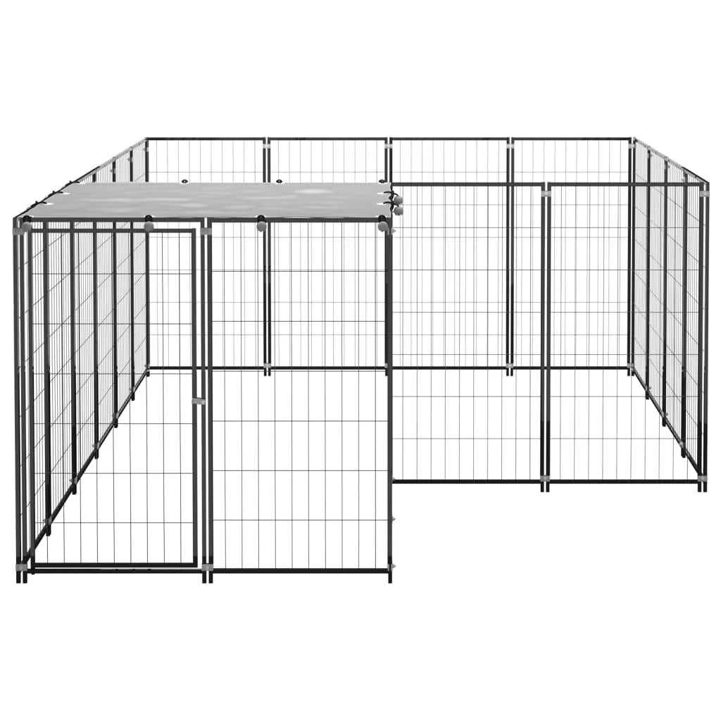 Recinto per animali da esterno per cani 6,05 m² acciaio nero 02_0000547