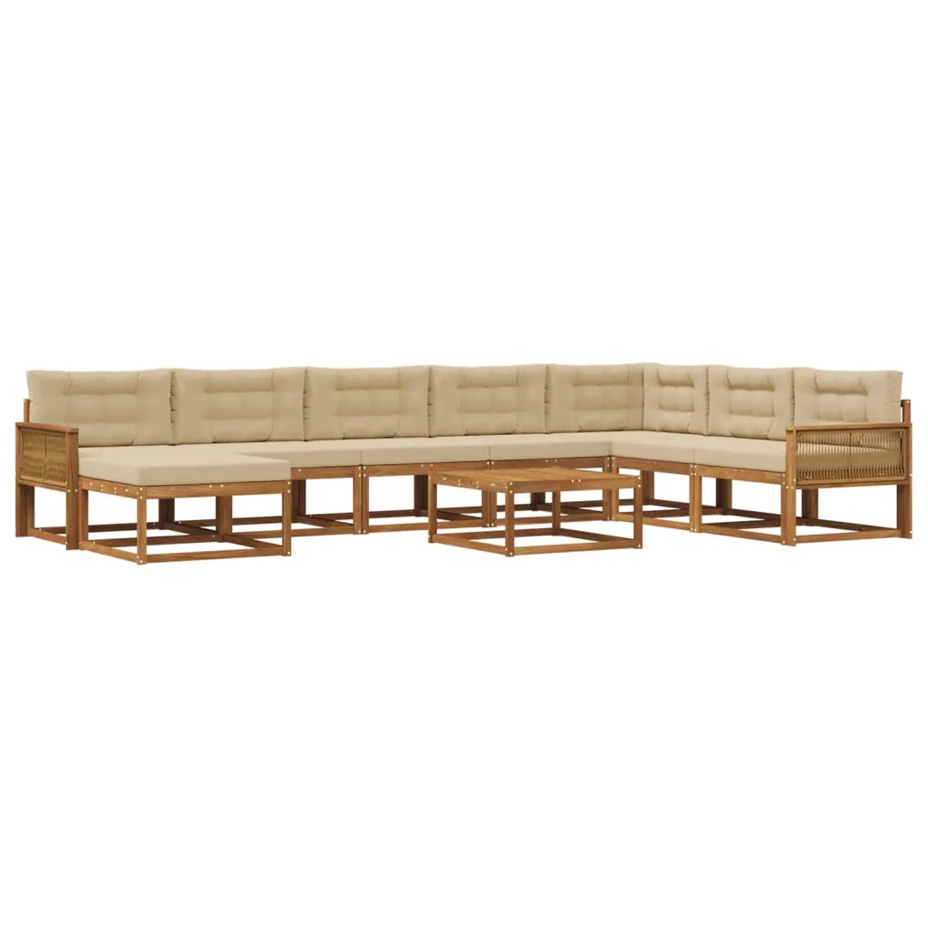 Set di divani da esterno con cuscino 9 pcs Naturale e Beige 3382831