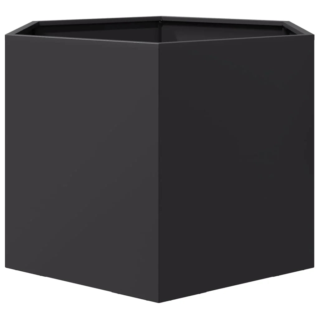 Fioriera/aiuola esagonale per piante fiori terrazza giardino 69 x 60 x 45 cm acciaio nero 02_0038650