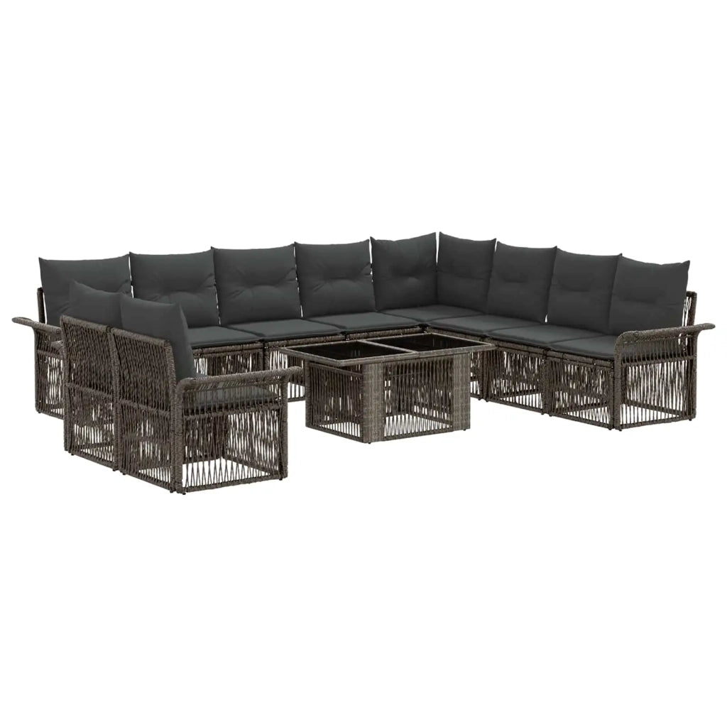 Set Divano da Giardino 11 pz Grigio e Grigio Scuro polyrattan 3436661