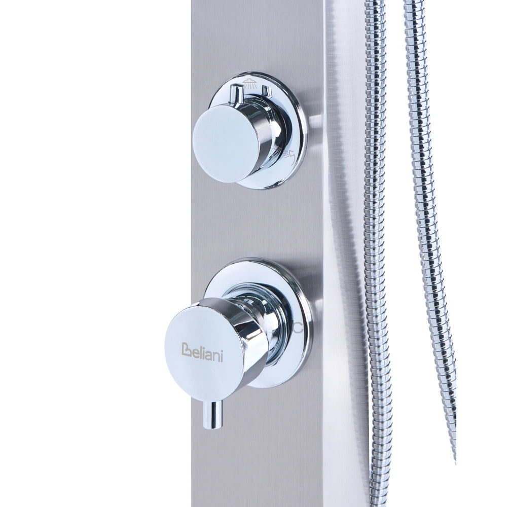 Set Doccia Miscelatore da Giardino per Esterni in Acciaio Inox e ABS Color Argento con Funzione Pioggia Moderno