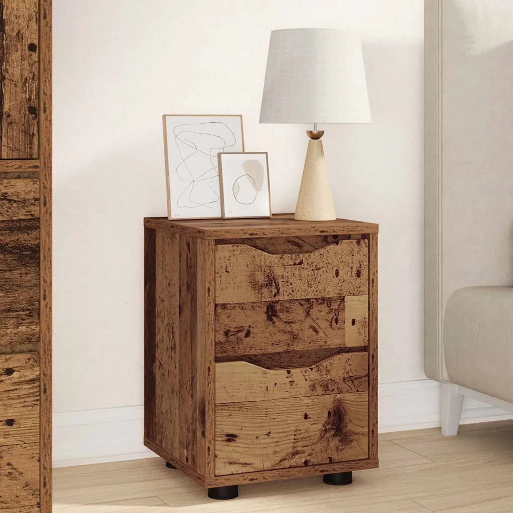 Comodini con cassetto 2 pcs Legno vecchio 30,5 x 30 x 43 cm 888814