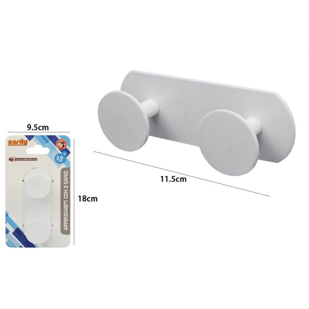 Trade Shop - Appendino Con 2 Ganci Appendi Porta Asciugamano A 2 Posti Bagno Casa Bianco 59771 -