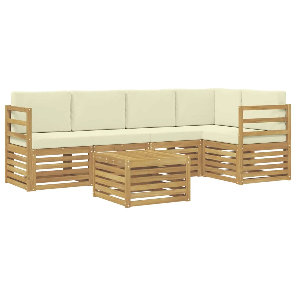 Set divano sezionale con cuscino 6 pcs Bianco e Crema 3391855