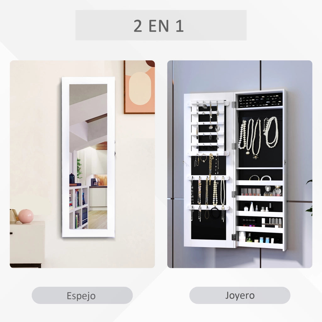 Armadio da Parete Organizzatore per Gioielli con Specchio ¨C Minimal ¨C 37x9,5x112 cm Bianco
