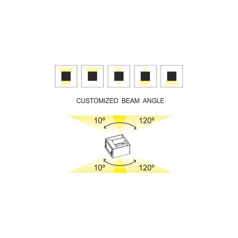 Applique a led bianca da parete IP54 6,8W con alette regolabili 3000k