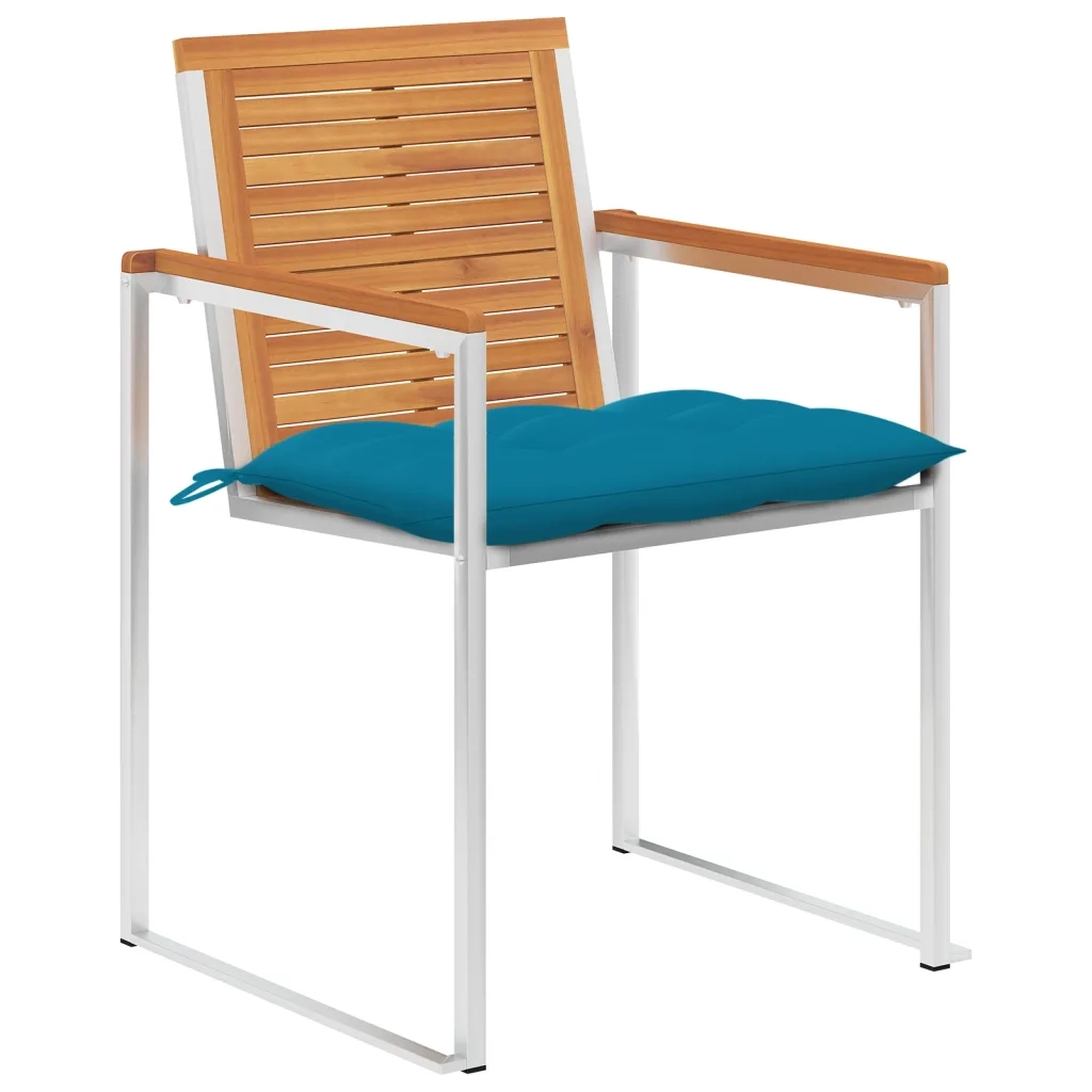 Sedie da Giardino con Cuscini 4 pz in Legno Massello di Acacia cod mxl 72253