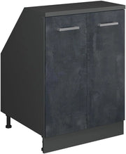 Mobile sottotetto Rion, Calcestruzzo nero, 60 x 81.6 cm con 2 porte, carcassa 60 cm profondità, adatto per il salvaspazio sotto tetti spioventi