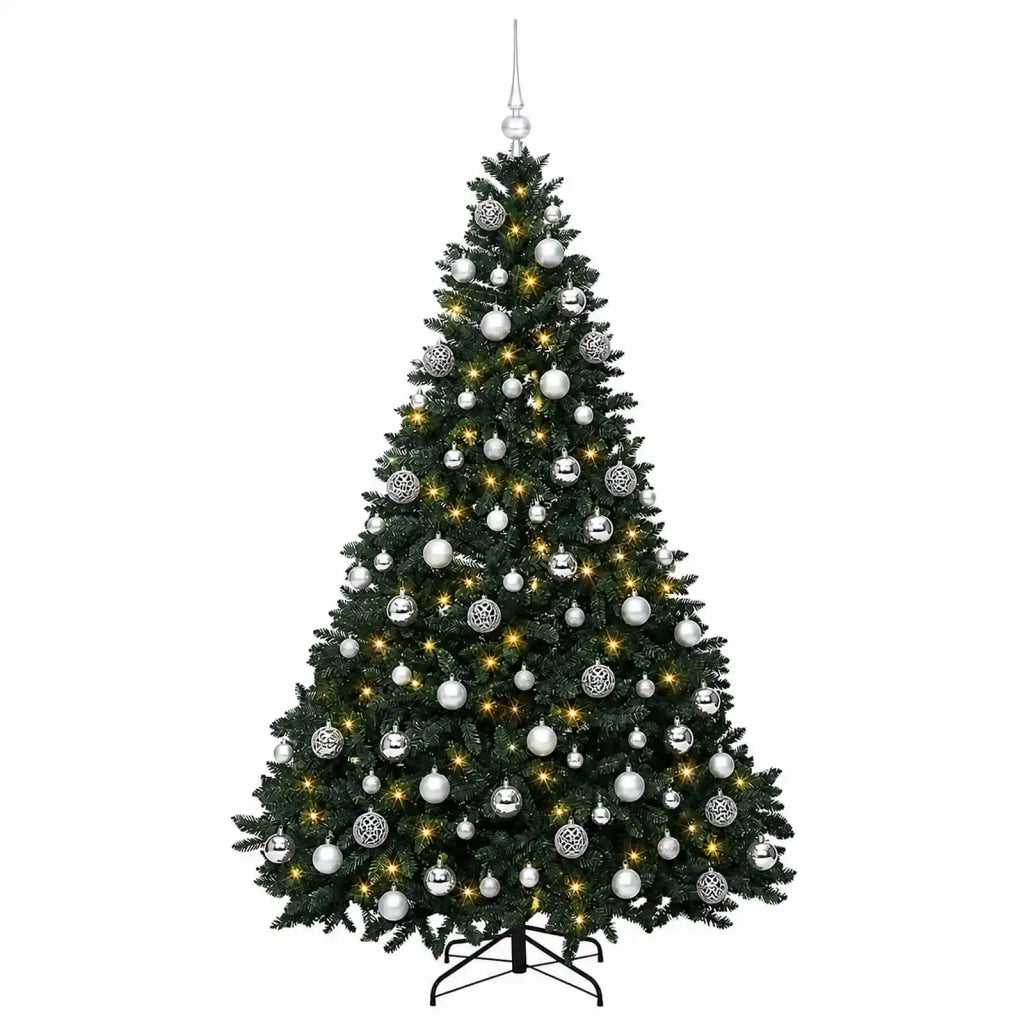 Albero di Natale artificiale verde scuro con palline 240 cm 3467020