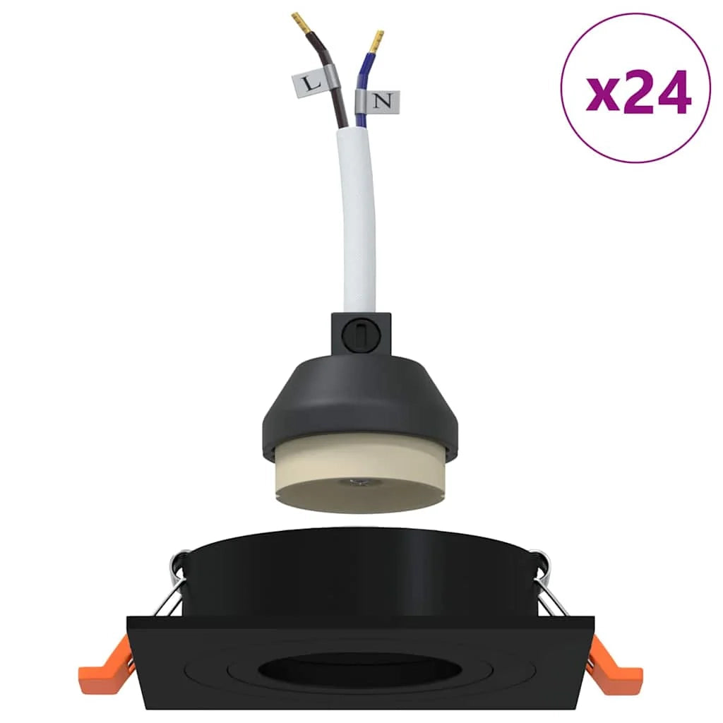 Set di 24 faretti da incasso moderni con angolazione regolabile 9 x 9 x 2 cm in alluminio nero 02_0058264