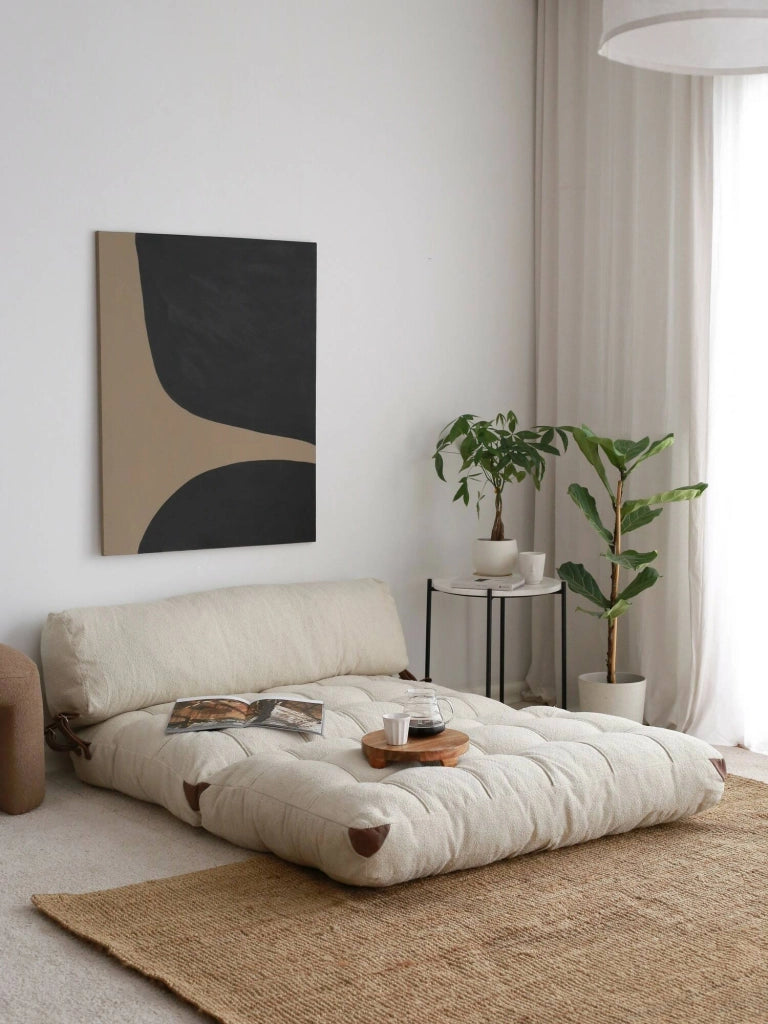 Surigae, Divano Letto 2 Posti Contenitore, 120x75 cm Bianco Crema