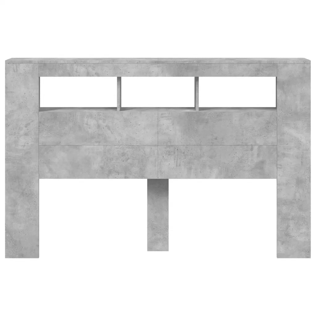 Testiera LED-Testata del letto Grigio Cemento 160x18,5x103,5 cm Legno Multistrato