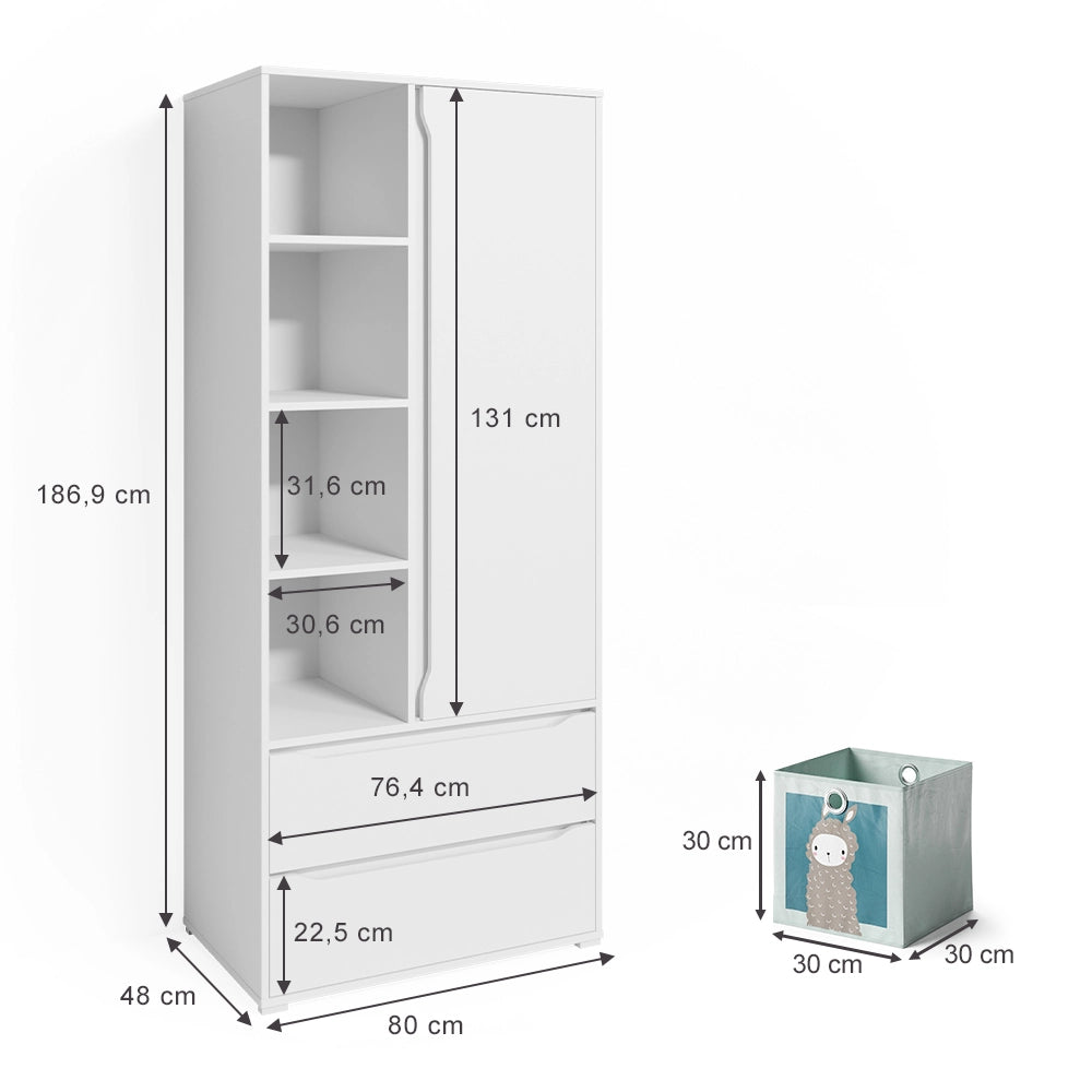 Vicco Armadio multifunzione Bianco 80 x 189.9 cm