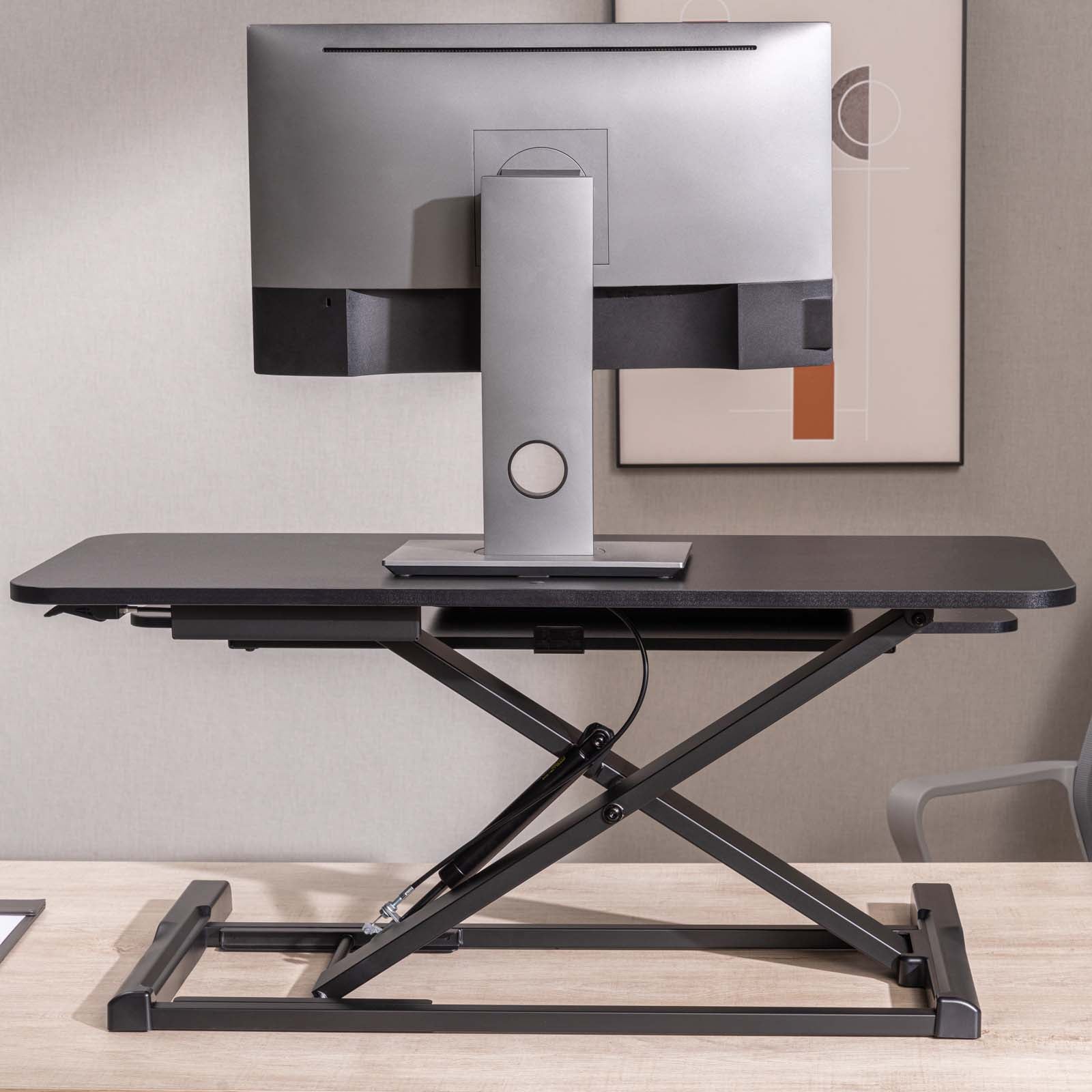 Toboli Alzata per monitor 95x40cm con porta tastiera, regolabile, Supporto di rialzo per computer