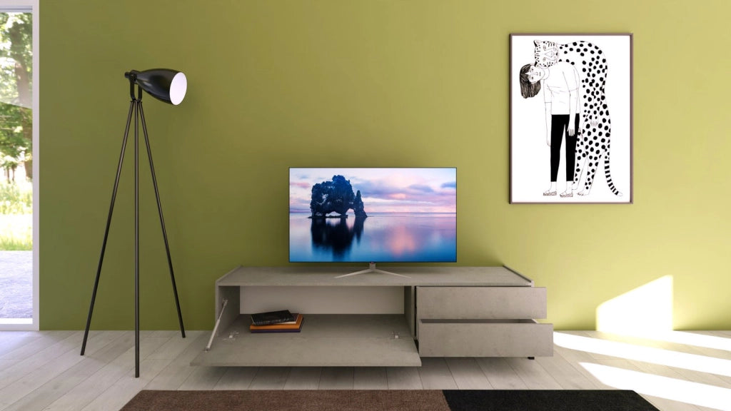 Porta TV 1 ribalta/2 cassetti 160x42x40 cm cashmere - SOLARIA