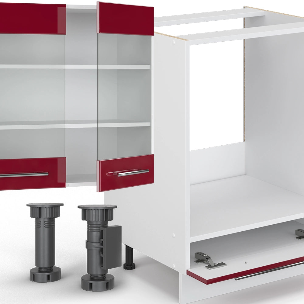 Cucina componibile Fame-Line Bordeaux lucido/Bianco 355 cm, PL Rovere Vicco