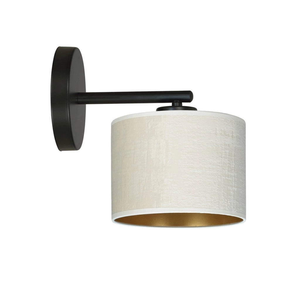 Applique Hilde in acciaio nero con paralume bianco