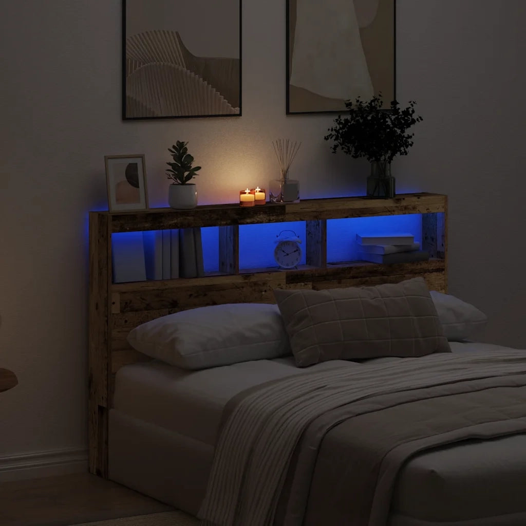 vidaXL Testiera con Contenitore a LED Legno Antico 160x17x102 cm
