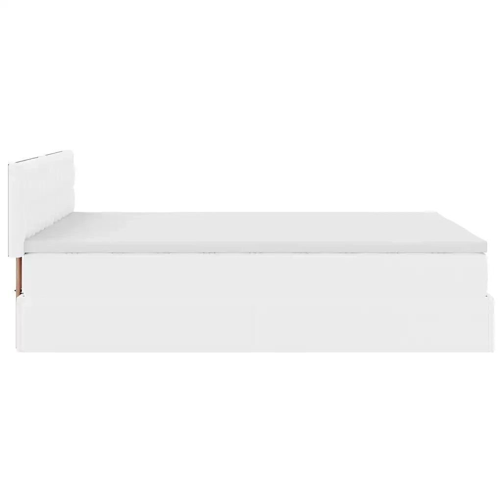 Struttura Letto Pouf con Materasso Bianco 140x190 cm Similpelle 3311304