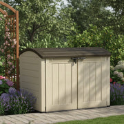 Armadio da esterno Hinton, Mobile outdoor, Mobiletto giardino multiuso, Contenitore per balcone o garage, 177x113 h134 cm, Beige
