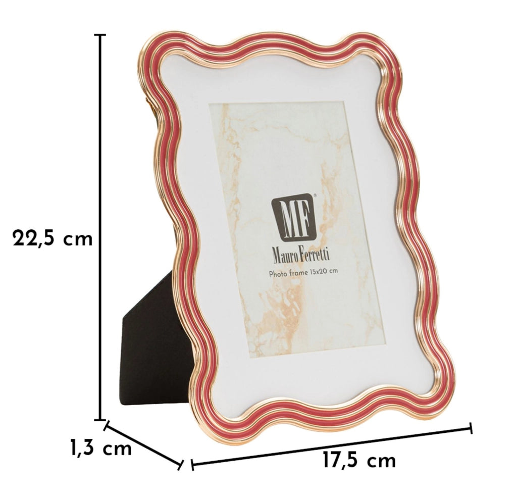 Cornice Elizabeth Rossa 17,5x1,3x22,5 cm in Zinco e Vetro Rosso e Oro