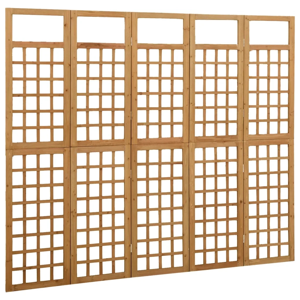 Divisorio a 5 Pannelli-Set di 5 pannelli Paravento in Legno Massello di Abete 201,5x180 cm