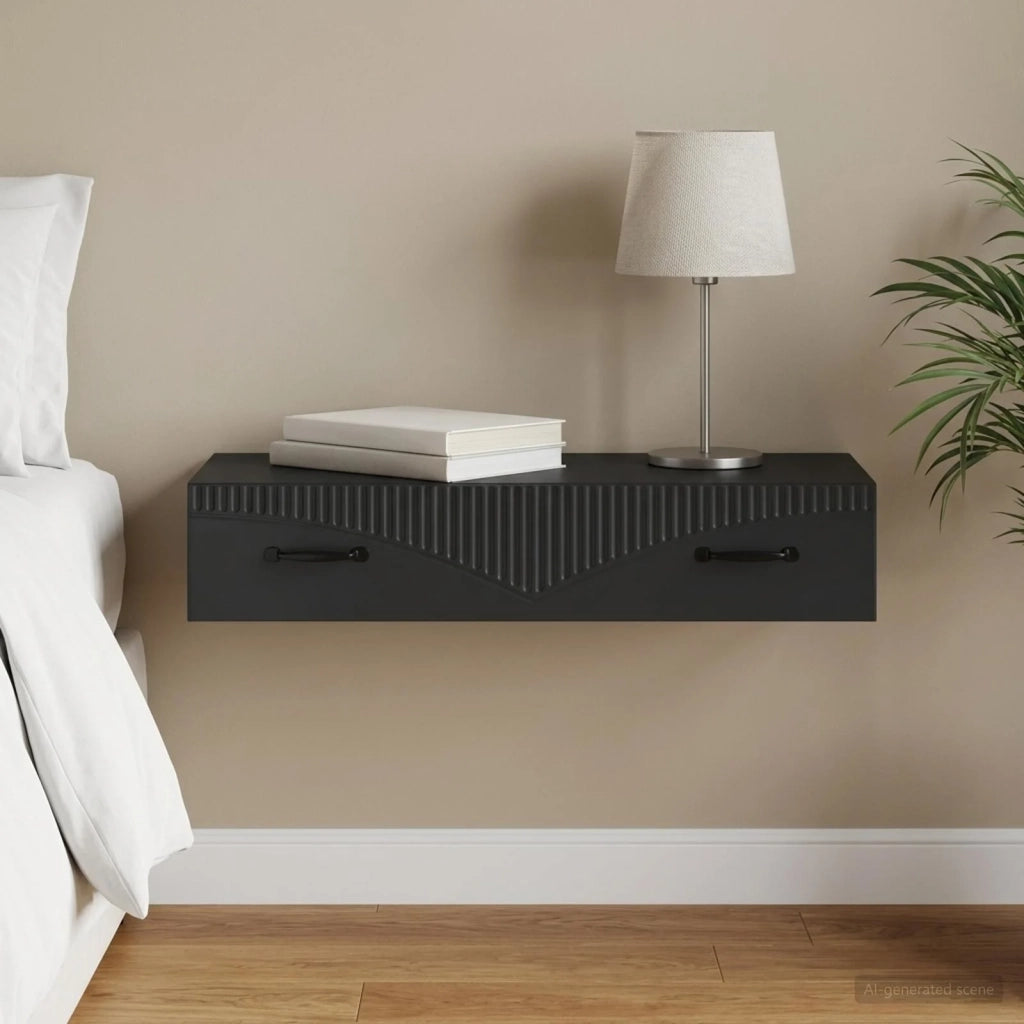 Tavolino da Parete Laterale Nero 87,5 x 34,5 x 17 cm 899006