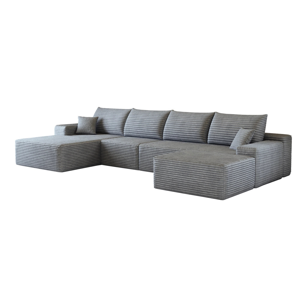 Divano modulare angolare - con seduta profonda e schiuma elastica - in tessuto grigio