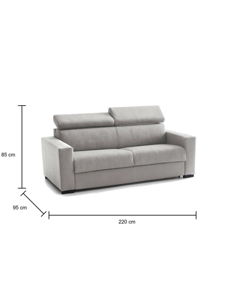 Action, Divano Letto 3 Posti Sfoderabile Made in Italy, 220x95 cm Grigio