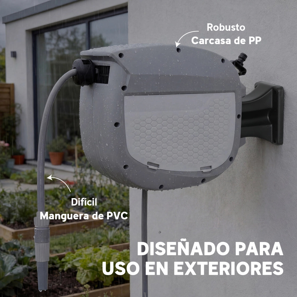 Molla per Tubo Retrattile 10+1 m ¨C zephmum ¨C Grigio con Supporto e Boquilla 2 Modifiche