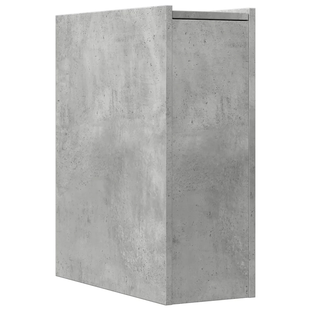 Armadietto da Bagno Stretto con Ruote Grigio Cemento Truciolato 855289
