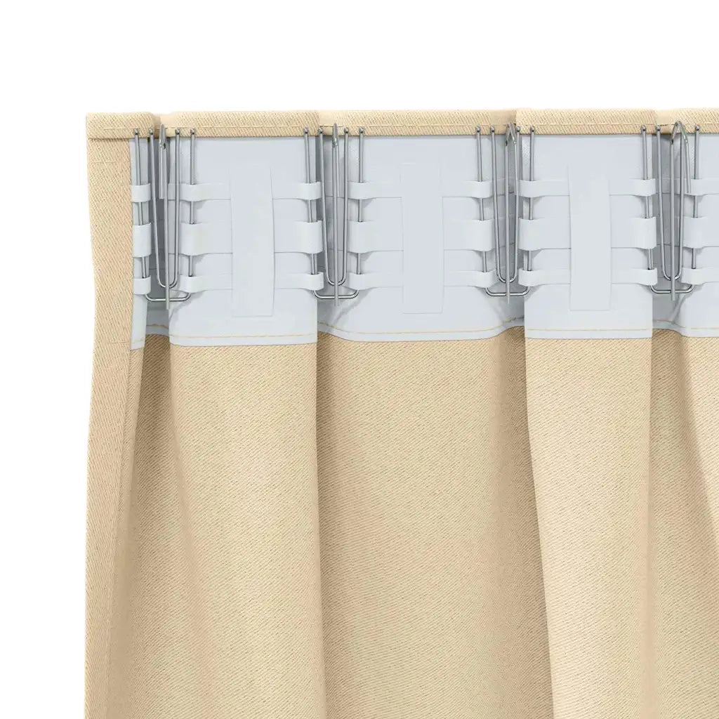 Tende Blackout con Anelli 2 pcs Crema 245 x 140 cm Poliestere 4107486