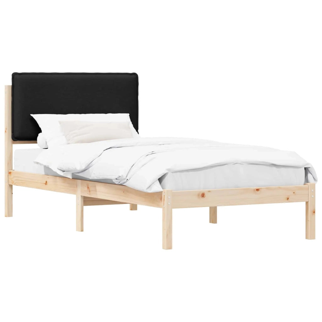 Letto con Testiera Rivestita Nero 75 x 190 cm 877881