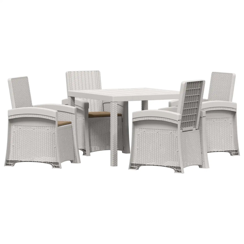 Set da Pranzo per Giardino 5 pz Bianco e Tortora PP 3430113
