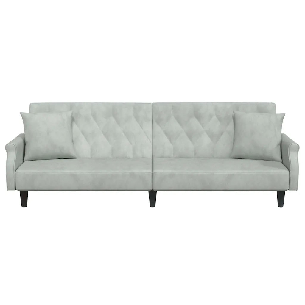Divano Letto con Braccioli Grigio Chiaro in Velluto 351944
