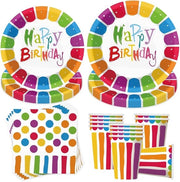 Servizio di Festa per 50 Persone - Piatti, Bicchieri e Tovaglie Colorati - Ideale per Feste di Compleanno e Matrimoni