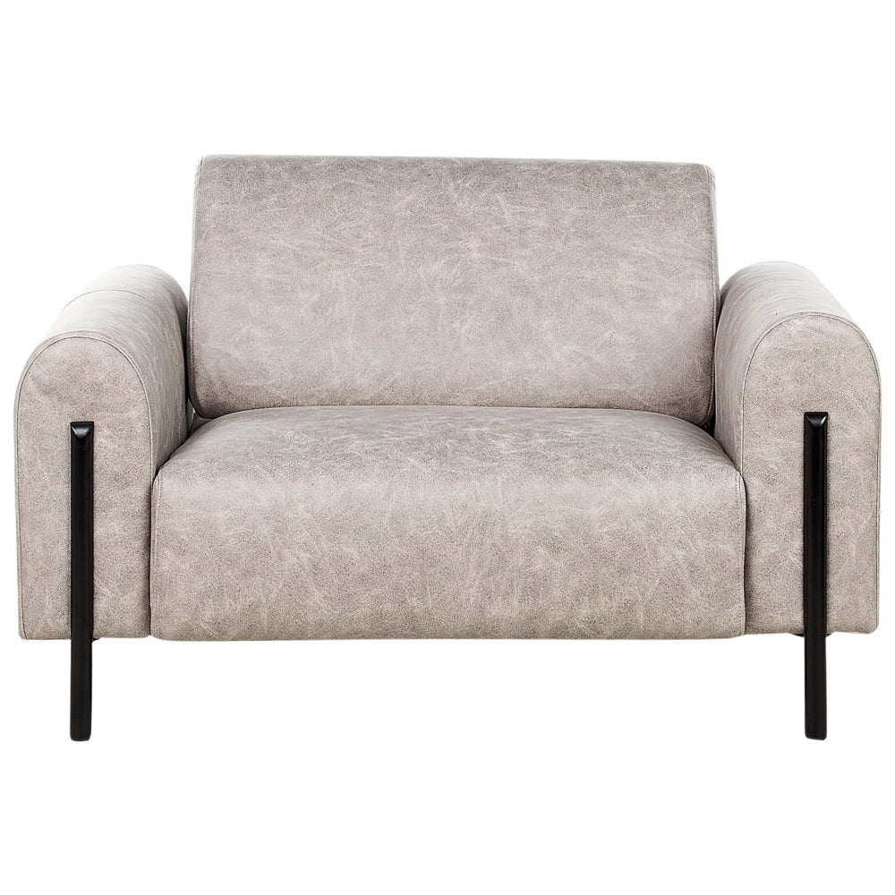 Poltrona in tessuto effetto pelle grigio schienale regolabile gambe in metallo stile moderno