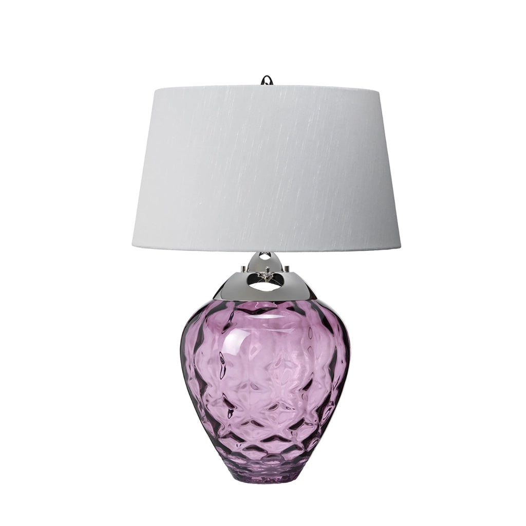 Lampada Da Scrivania Contemporanea Samara Acciaio Nichel Vetro Prugna 1 Luce E27