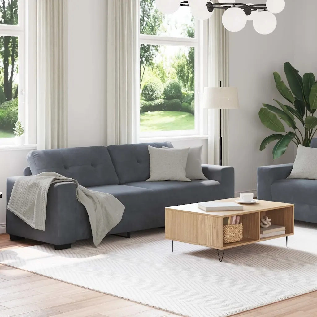 Set divano a 2 pz con Cuscini in Velluto Grigio Scuro 3324722