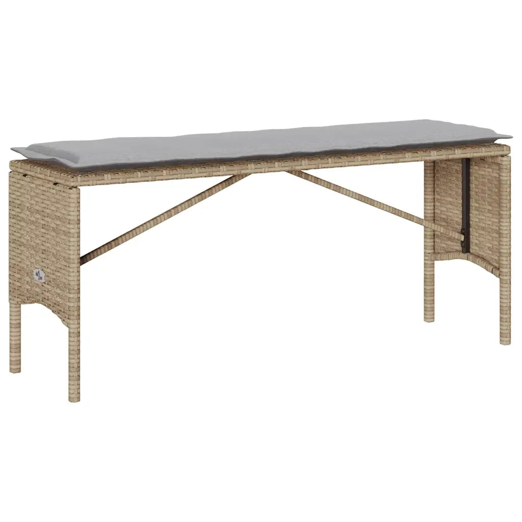 Set da Pranzo da Giardino 3 pz con Cuscini Beige in Polyrattan