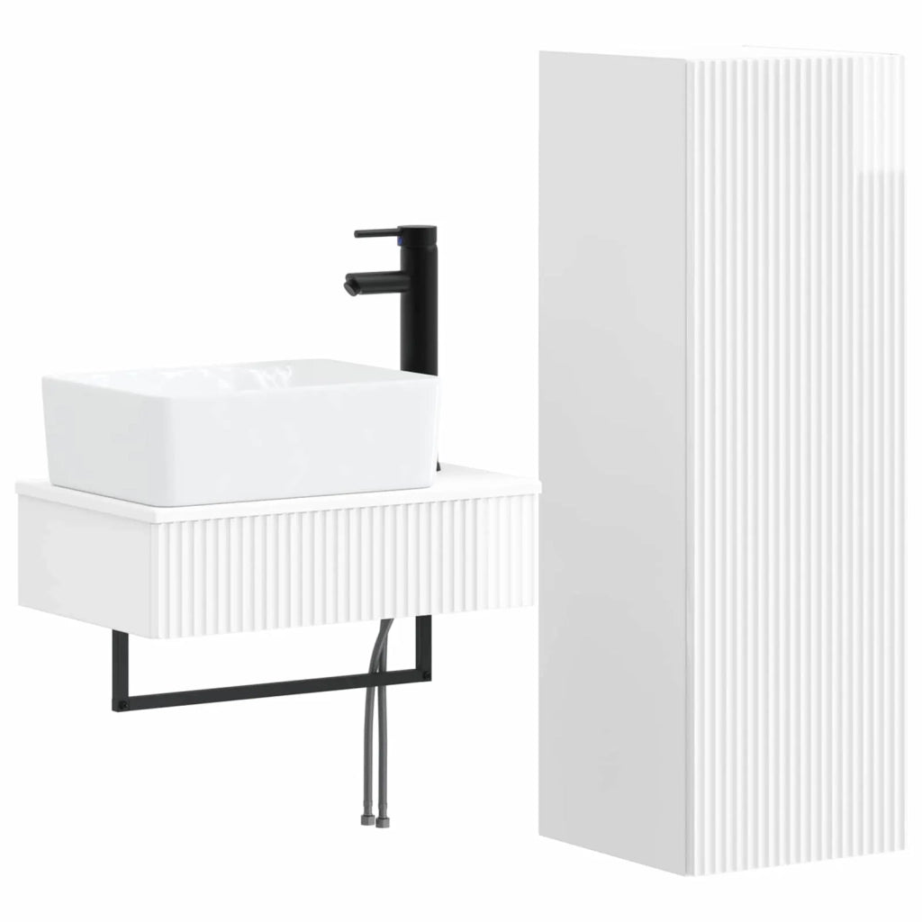 Set di mobili per il bagno 2 pz Bianco Lucido 3406107